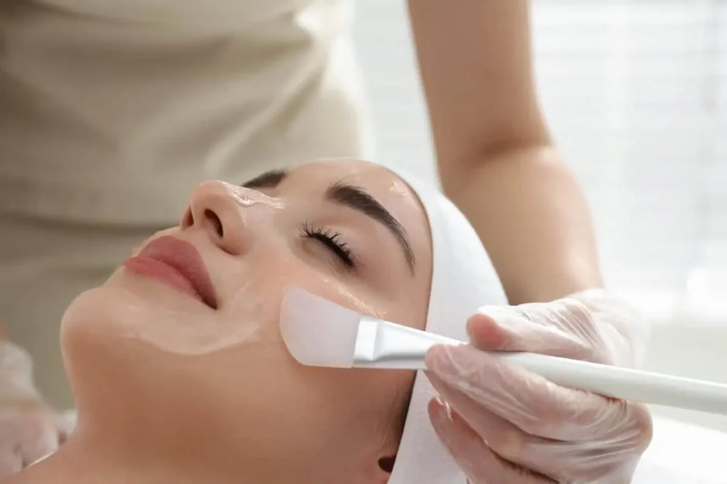 Patient laying down for chemical peel